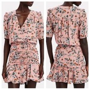 Veronica Beard Dakota Floral Mini Dress Silk Pink Flared Hem Size 0